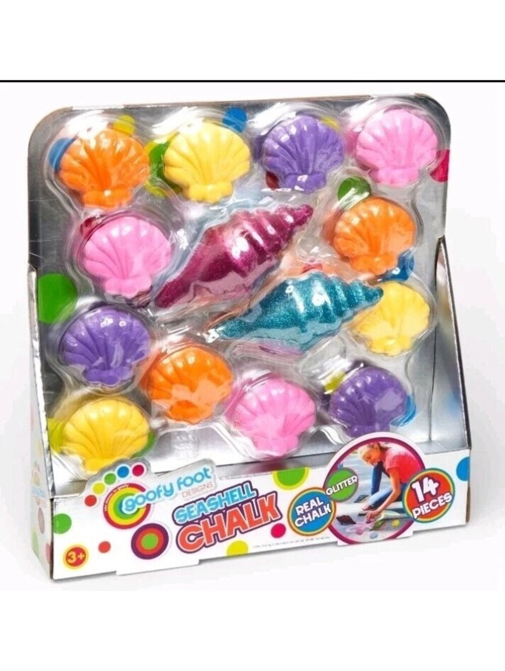 Seashell Sidewalk Chalk Set 14 Pieces Beach Shell Shapes for Kids Ages 3 and Up